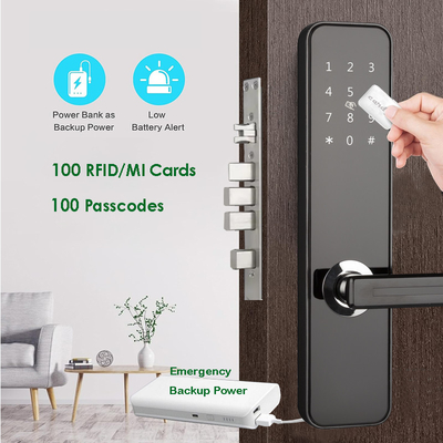 Fermeture de porte intelligente à clavier en alliage d'aluminium Pour déverrouiller la carte NFC de la porte d'entrée