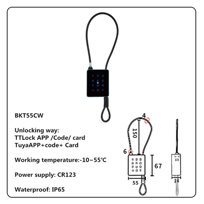 Bloc à clef Bluetooth WiFi extérieur avec câble en acier inoxydable