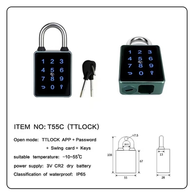 Bluetooth PadLock avec écran tactile pour cour de porte de clôture de cour de porte de porte d'extérieur