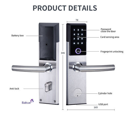Fermeture de porte intelligente connectée WiFi pour porte d'entrée avec carte de code APP Bluetooth et méthodes de contrôle de la clé mécanique