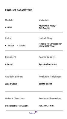 60 min de connectivité Bluetooth Blocage de porte Bluetooth alimenté par 4 piles AA Système de contrôle d'accès à la batterie alcaline pour les bâtiments intelligents