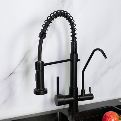Robinet intelligent à trois voies de cuisine 2,2 gal/mn 80 livres par pouce carré de noir et couleur de nickel