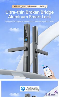 Serrure de porte intelligente à piles AA, serrure de porte intelligente, serrure ultra haute, écran de serrure ultra fin de 25 mm, appareil d'accès aux portes