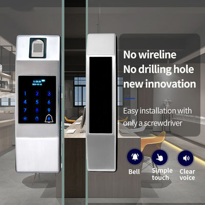 Zinc alliage FPC empreinte digitale Smart porte verrouilleur porte coulissante bureau Sliver or